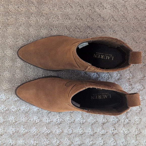 Lauren Ralph Lauren Raquel 100% Leather Suede Brown Western Boots - Picture 2 of 15